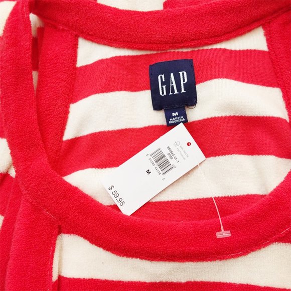 NWOT: GAP Terry Cloth Towel Red & White Stripe Dress - Picture 9 of 10